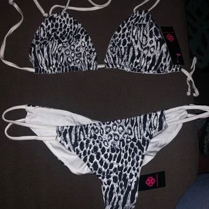 Leopard Scrunch bottom halter bikini